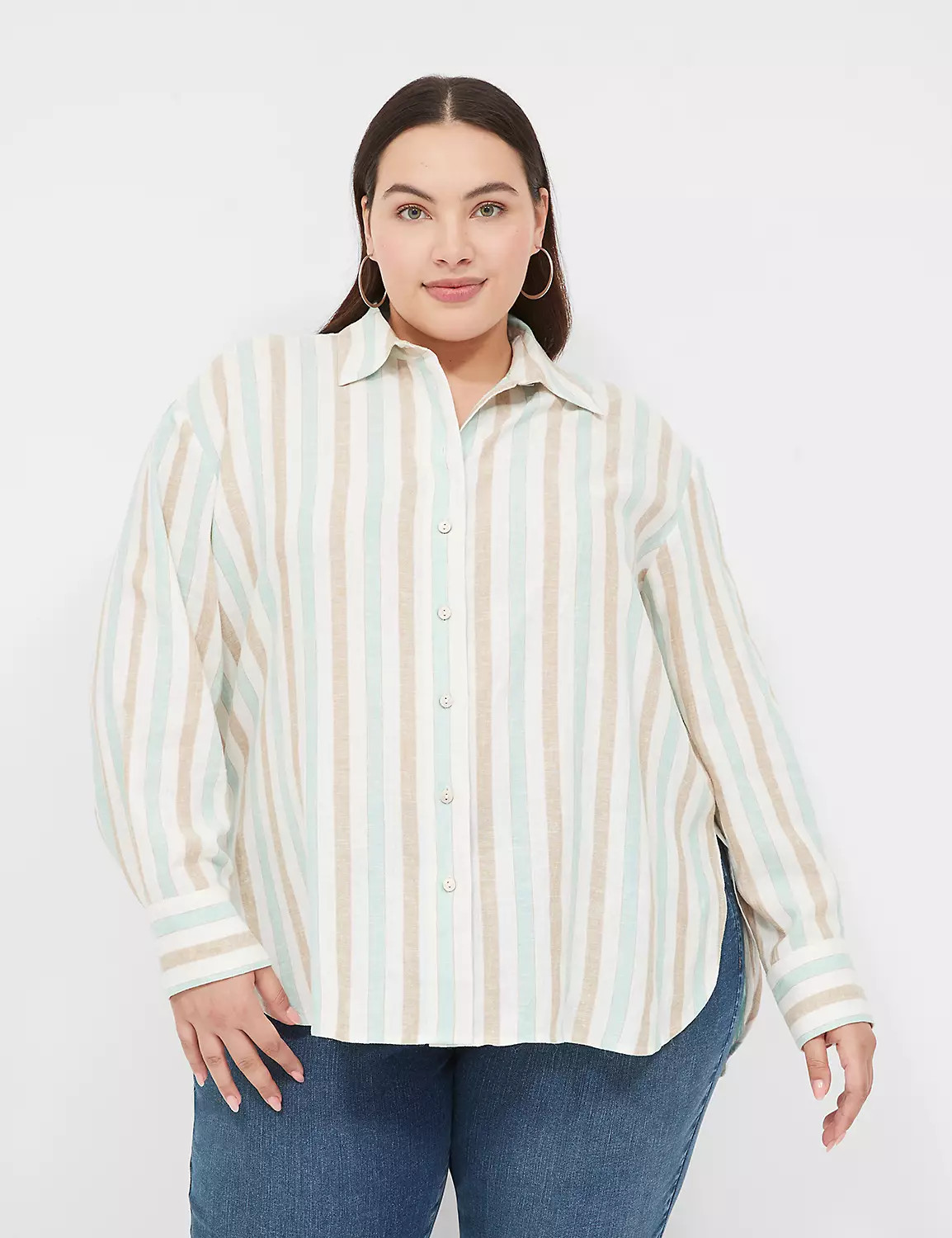 Relaxed Linen Button-Down Shirt | LaneBryant | Lane Bryant (US)