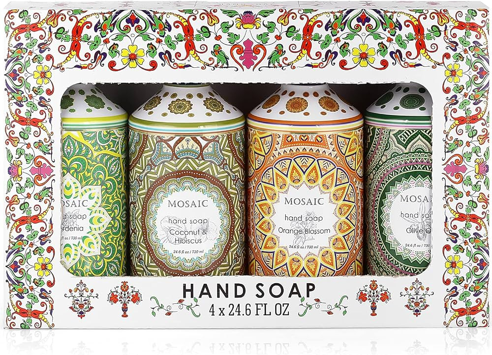 Mosaic Liquid Hand Soap / Wash Gift Set, Ideal Bathroom Kitchen Hand Soap Set , Olive Oil + Cocon... | Amazon (US)