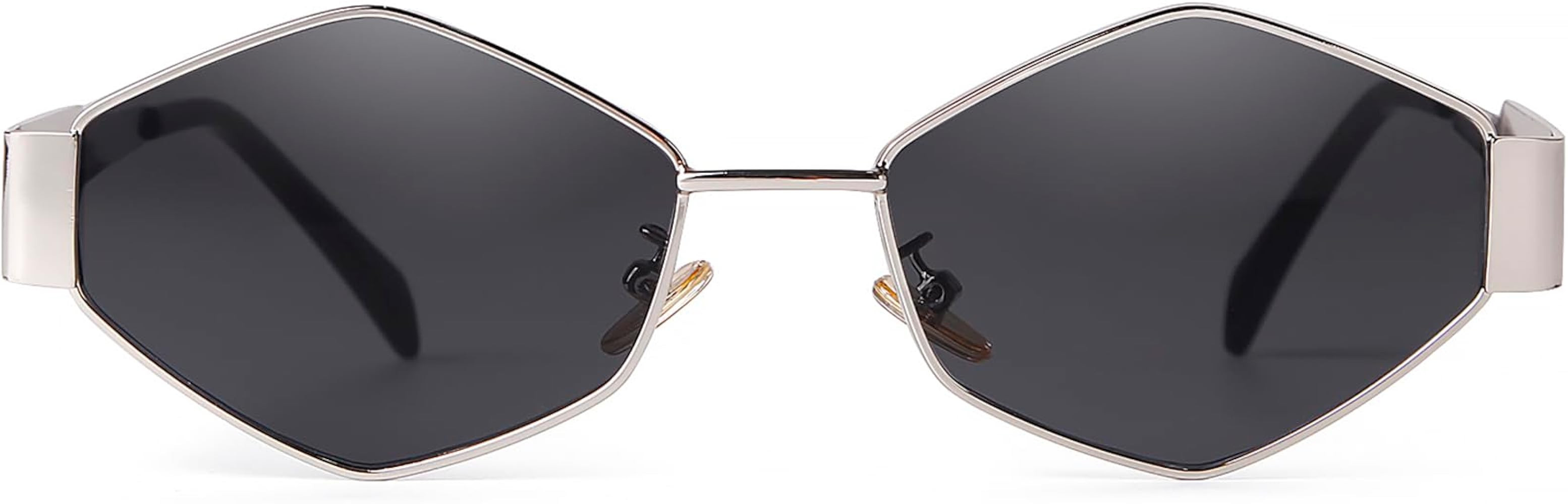 Amazon.com: SDINM Hexagon Sunglasses for Women Retro Vintage Gold Metal Geometric Sun Glasses Sha... | Amazon (US)