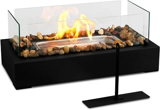 Tabletop Fire Pit - Safer Stainless Steel Small Table Fireplace with Cobblestone for Dinner Parti... | Amazon (US)
