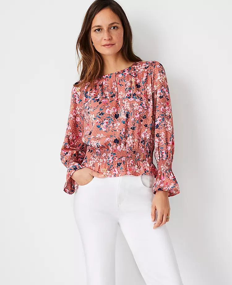 Floral Print Smocked Waist Top | Ann Taylor | Ann Taylor (US)