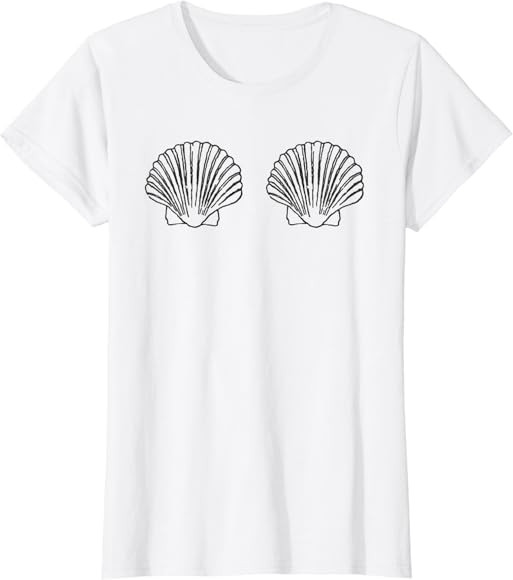 Shell Boob Shirt Original Seashell Beach Draw : Clothing, Shoes & Jewelry | Amazon (US)
