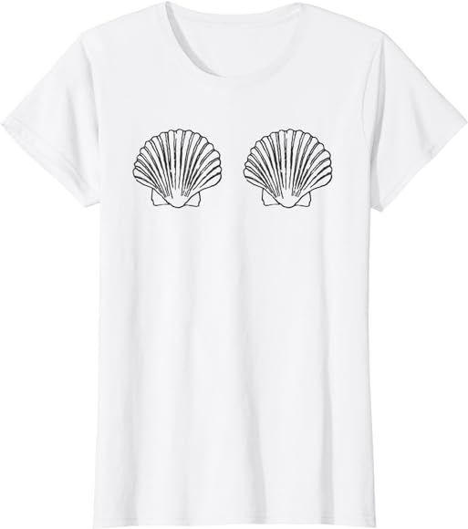 Shell Boob Shirt Original Seashell Beach Draw : Clothing, Shoes & Jewelry | Amazon (US)
