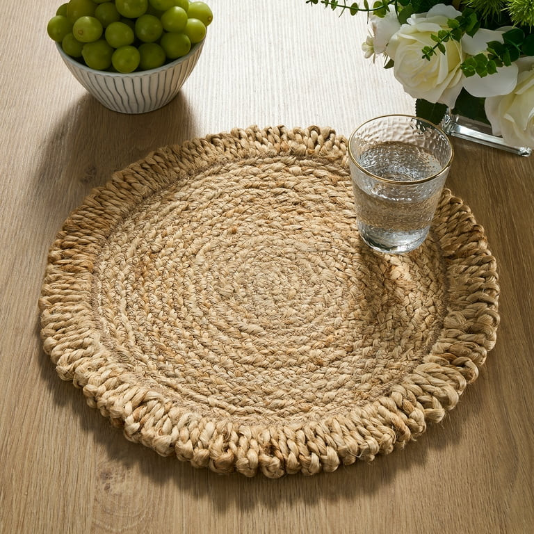 Better Homes and Gardens Jute Flower Design Placemat Woven for Dining Table Décor 15" Round | Walmart (US)