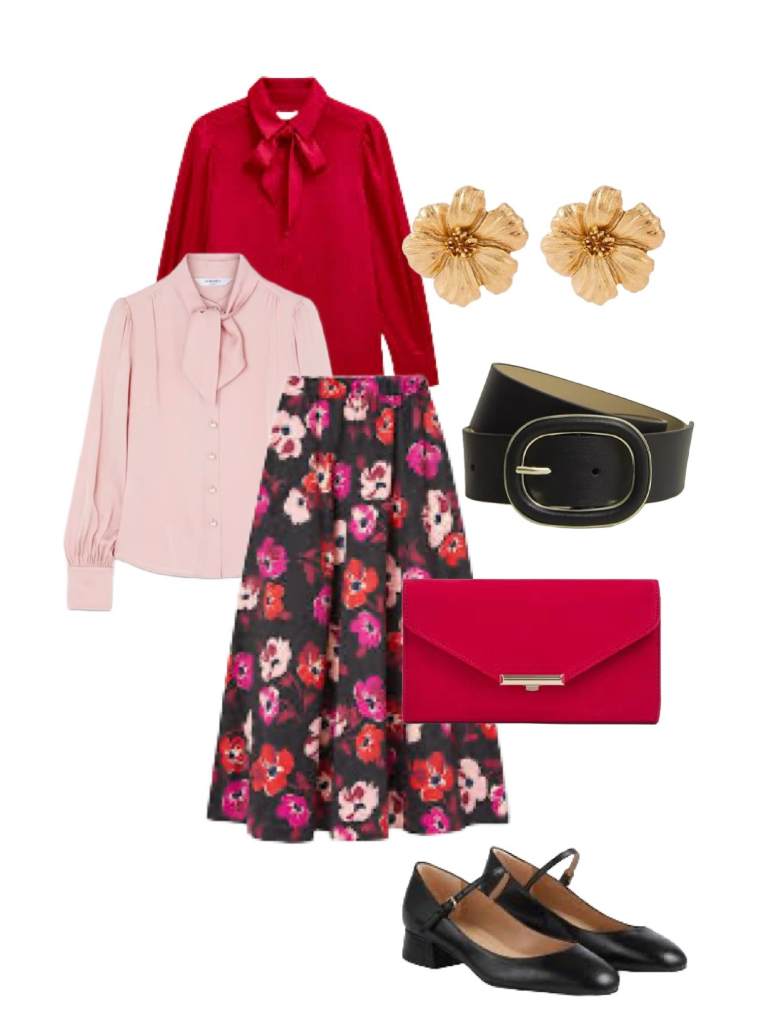A Valentine’s Ensemble to make anyone swoon! Partner the red blouse by Hobbs London or the New Pink neck tie blouse by LK Bennett London (see promo code below) with this beautiful 1950s style Kate Spade NY Poppies Midi Skirt with pink and red flowers. Finishing touches include gold Oscar de la Renta flower earrings from MyTheresa, the Hobbs London Abbie belt in black and LK Bennett London’s red clutch (on sale) and their NEW Beatrix Mary Janes in Black. Use my 15% discount code REBECCALIPKINAUTHOR15 at LK Bennett on all full price styles!

#LTKeurope #LTKuk #LTKsale