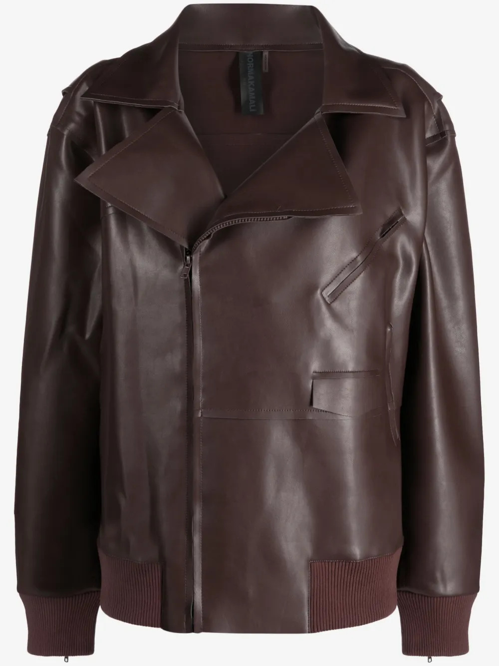 Norma Kamali oversized moto jacket - Brown | Farfetch Global