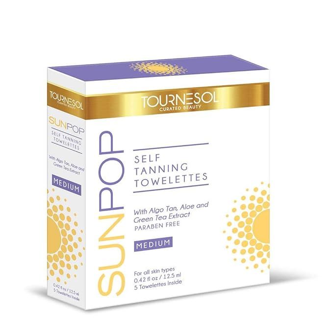 SunPop Self Tanning Towelettes 5-count (Medium) - Aloe Vera & Green Tea Infused Self Tanning Body... | Amazon (US)