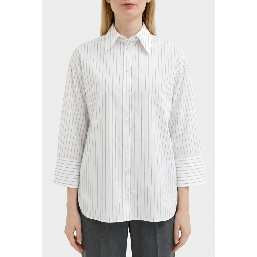 Peserico Women's White Striped Cotton Shirt, Size 40 | Jomashop.com & JomaDeals.com