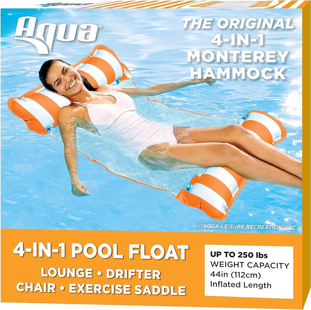 Aqua Original 4-in-1 Monterey Hammock Pool Float & Water Hammock – Multi-Purpose, Inflatable Po... | Amazon (US)