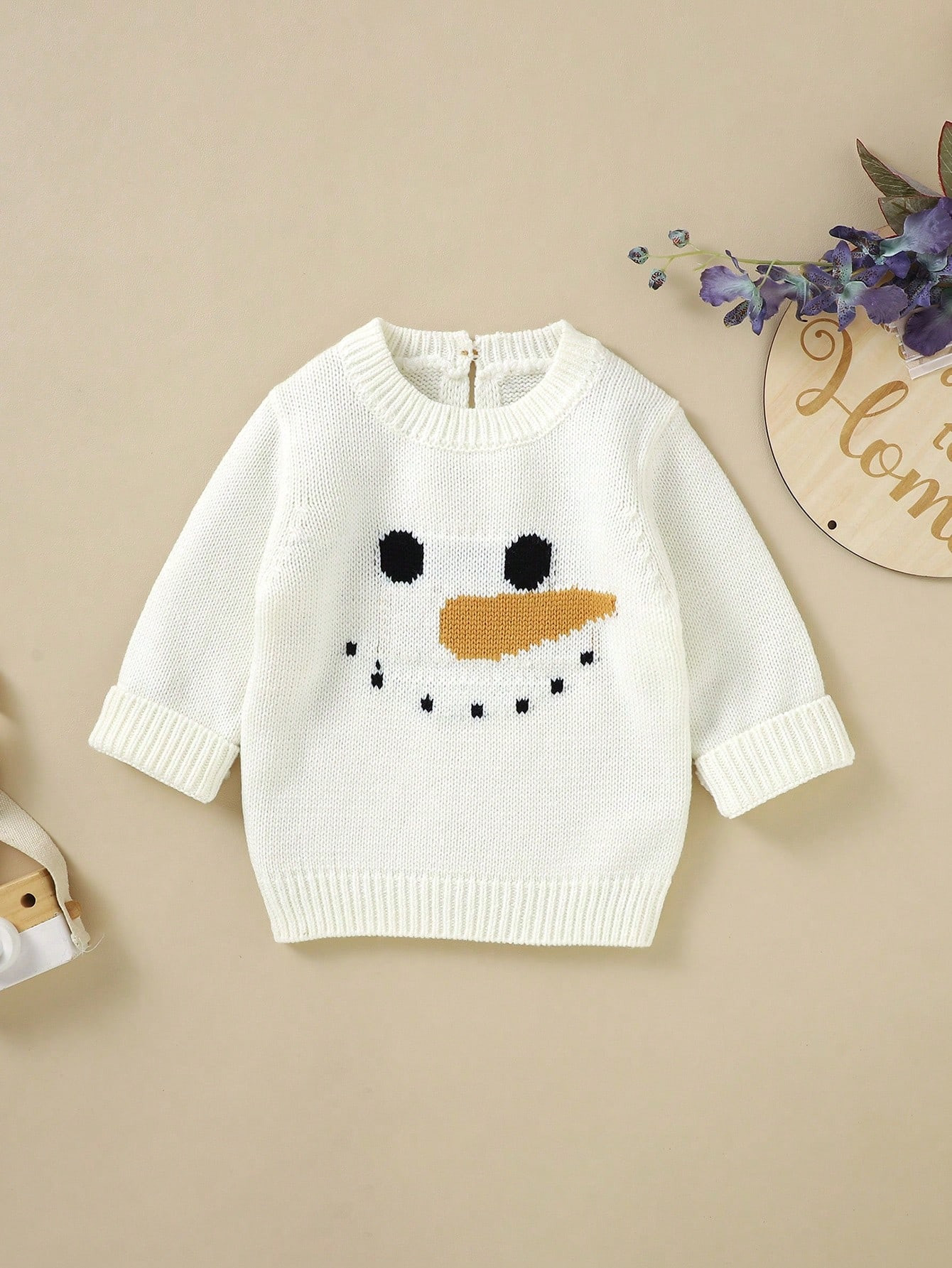Baby Boy Cartoon Pattern Keyhole Back Sweater | SHEIN