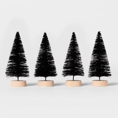 4pk Bottle Brush Tree Black Halloween Decorative Sculpture Set - Hyde &#38; EEK! Boutique&#8482; | Target