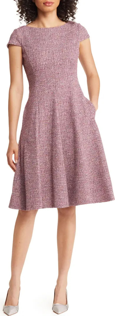 Cap Sleeve Tweed Fit & Flare Dress | Nordstrom