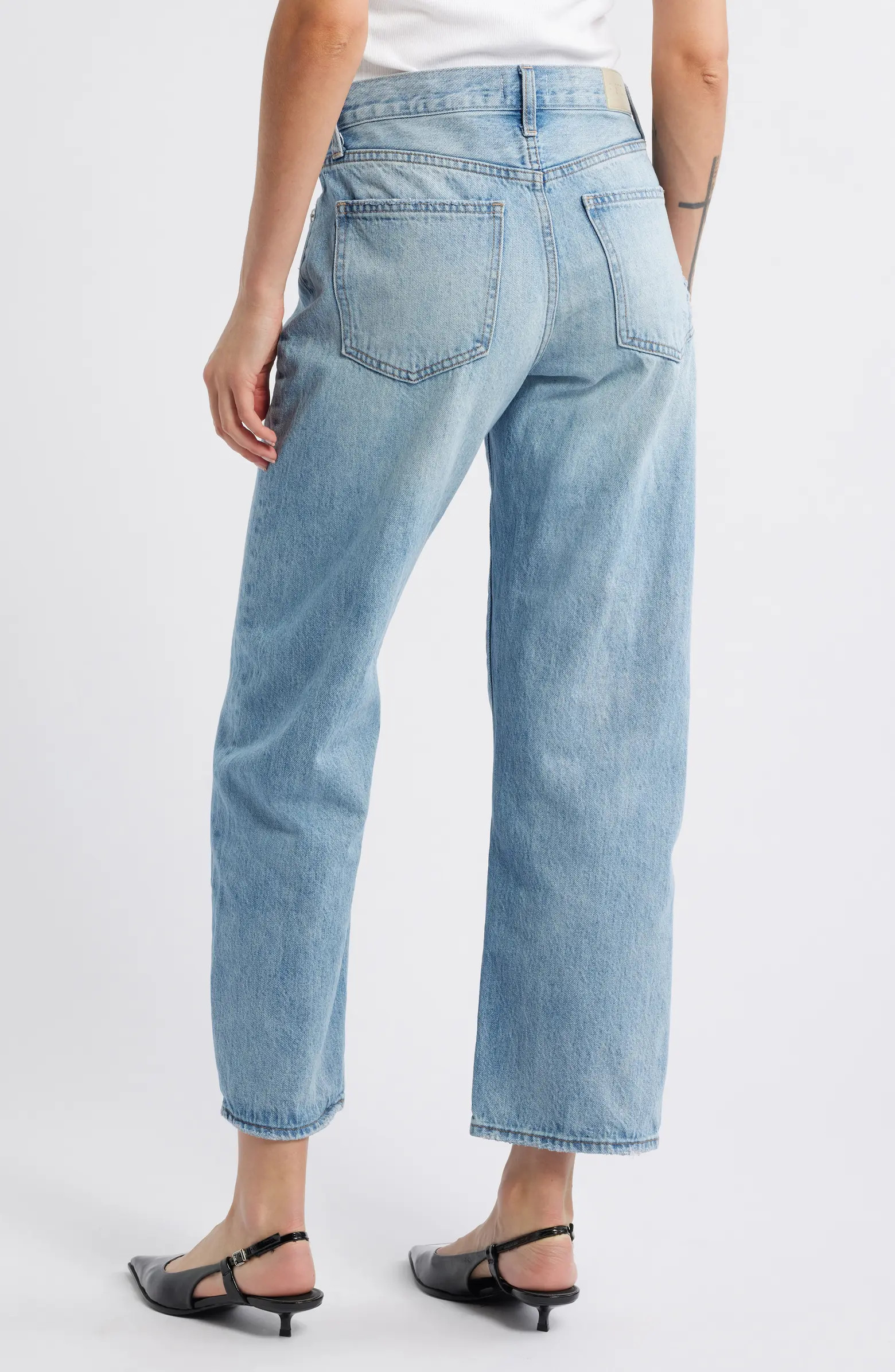 Lexi Distressed Crop Barrel Jeans | Nordstrom