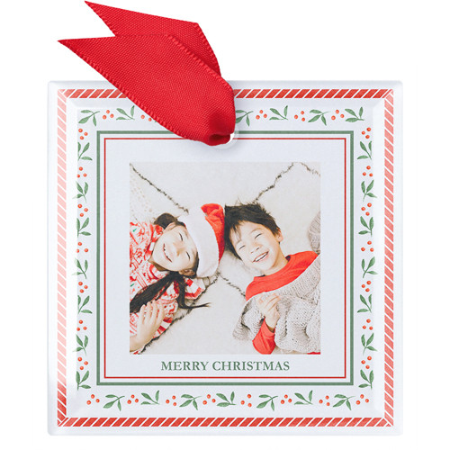 Mistletoe and Holly Glass Ornament | Shutterfly