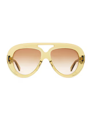 Loewe Shield Sunglasses in Shiny Dark Green & Gradient Brown | FWRD | FWRD 