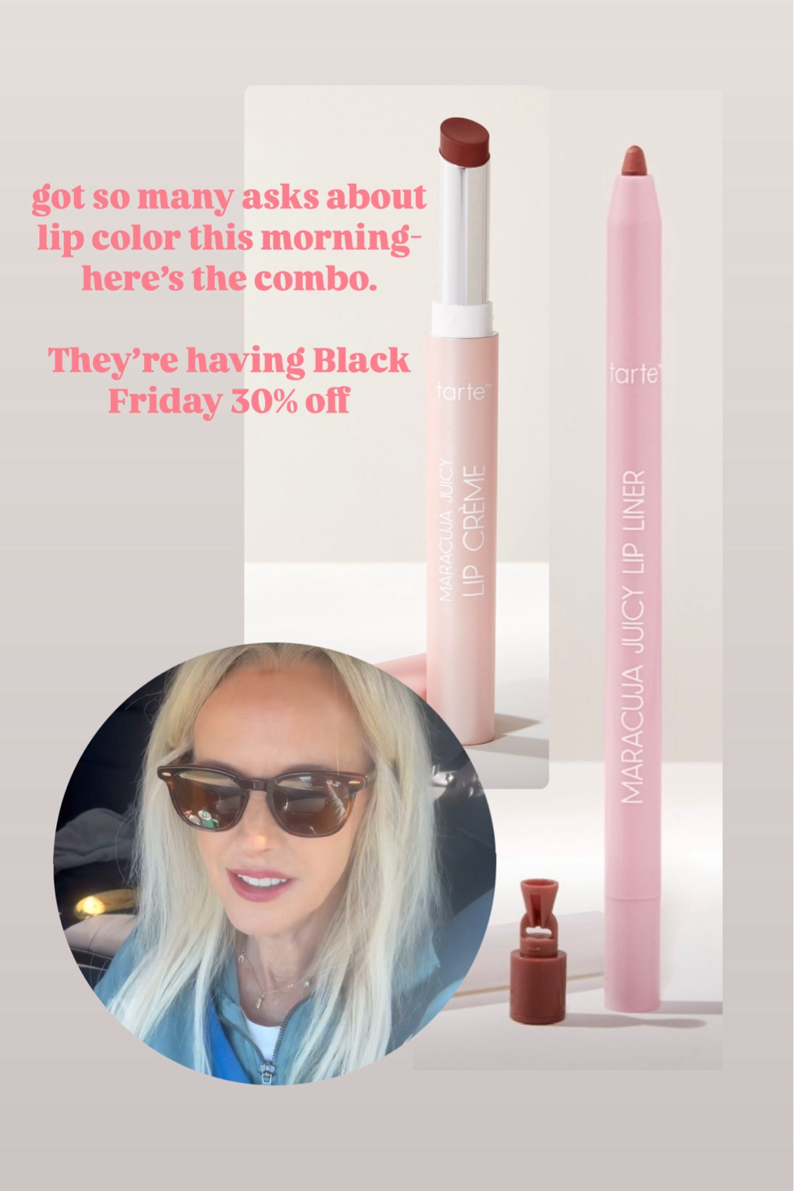 Great lip combo from @tarte- 30% off with CYBERSZN- Liner deep mauve/ lip crème honeysuckle. #beautyover50 #makeupover50 #lipcolors #makeup 

#LTKBeauty #LTKOver40 #LTKCyberWeek