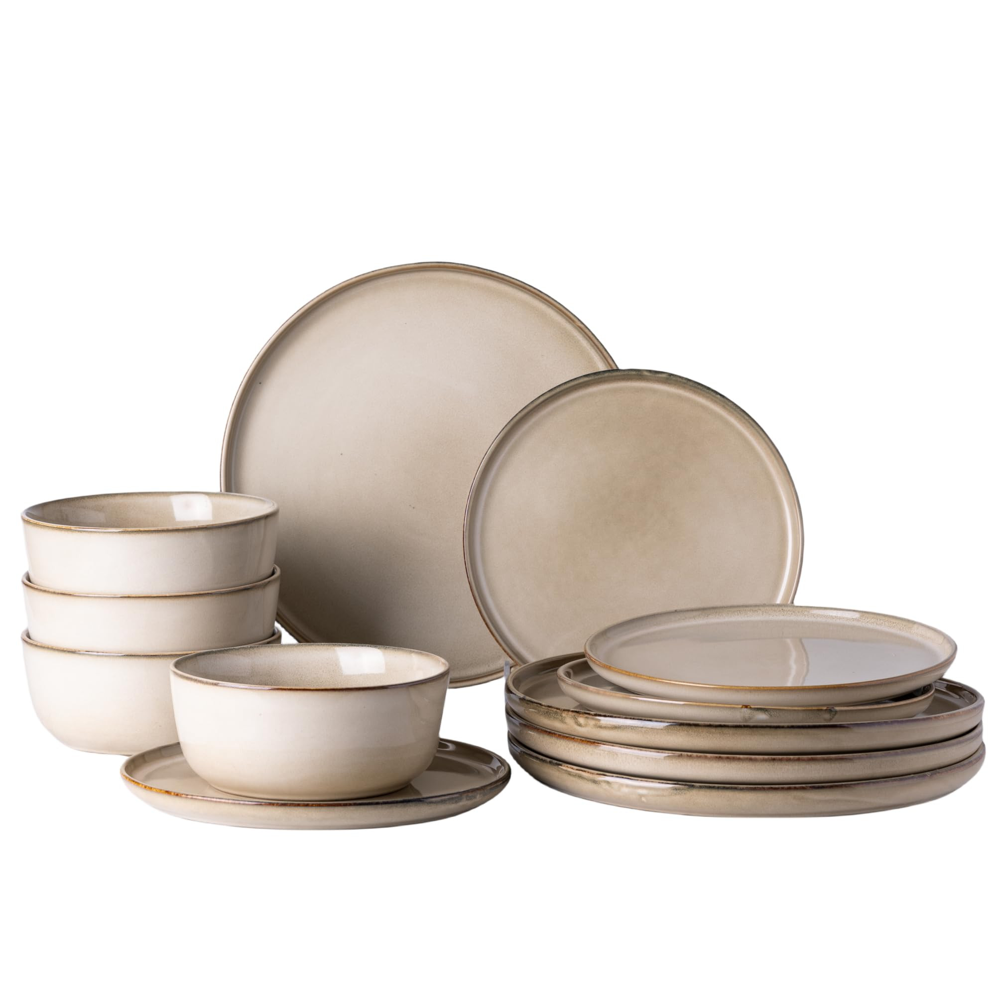 GBHOME Ceramic Dinnerware Sets for 4, 12 Pieces Stoneware Plates and Bowls Sets, Scratch Resistan... | Amazon (US)