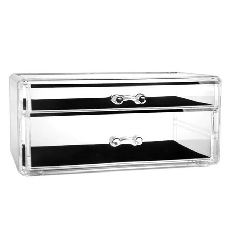 Clear Acrylic Makeup Organizer Storage Drawers Holder 2 Layer Drawers | Walmart (US)