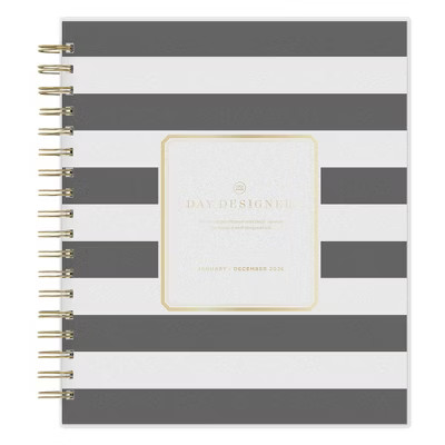 Blue Sky Day Designer 2026 Daily/Monthly Planning Calendar 8"x10" Rugby Stripe Black Frosted | Target
