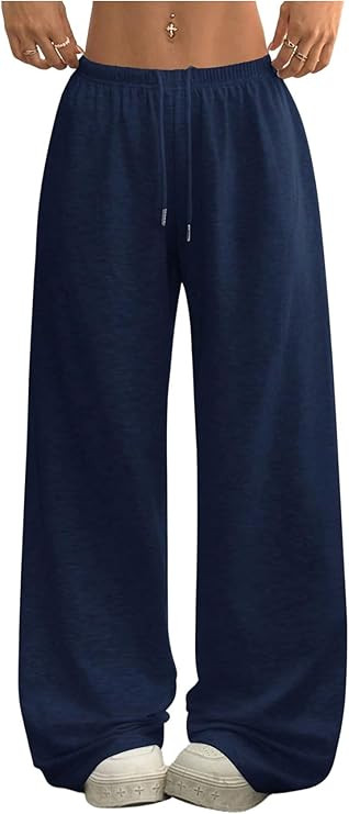 Women's Plus Size Baggy Sweatpants Y2k Drawstring Waist Streetwear Athletic Stacked Track Pants | Amazon (US)