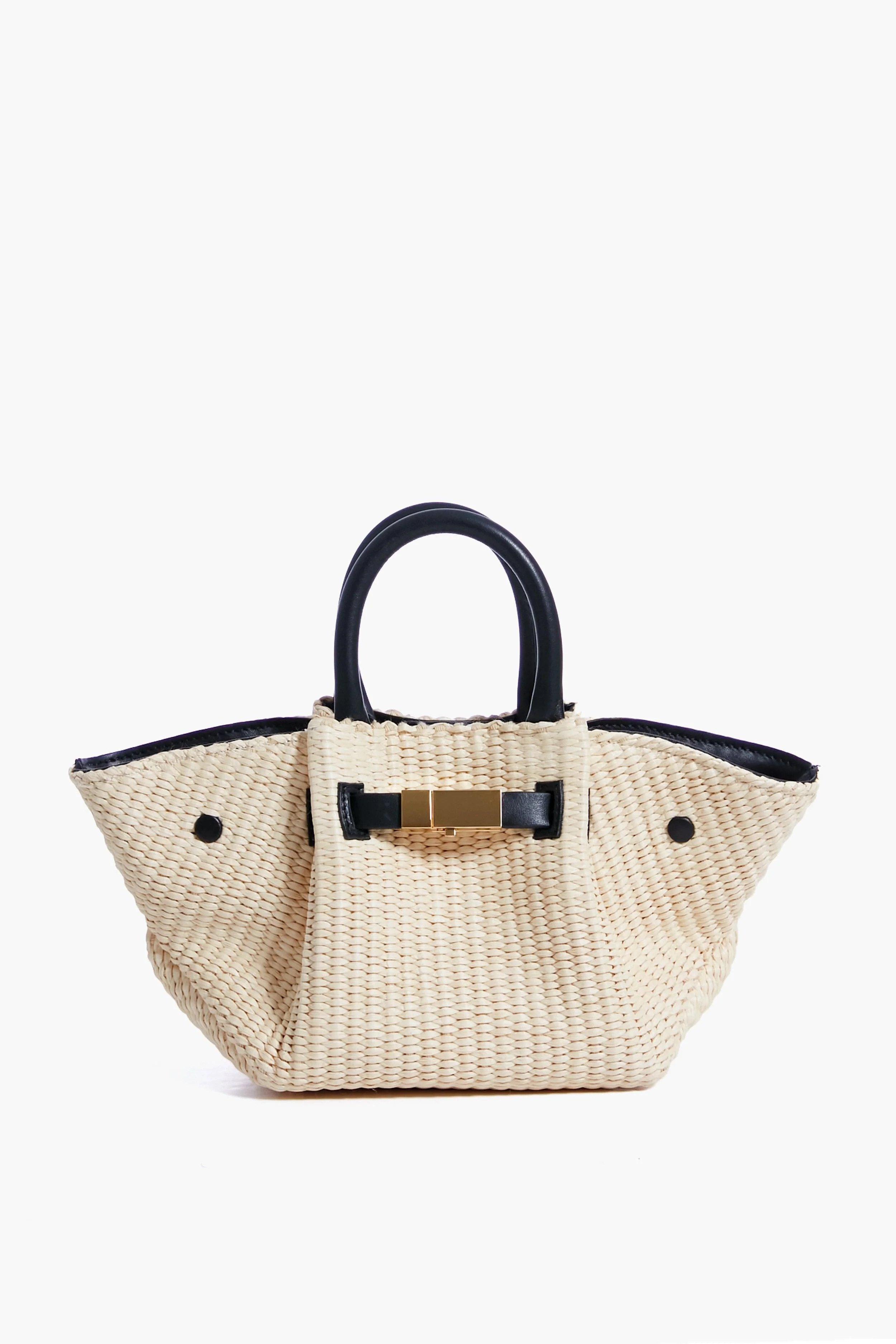 Black Natural Raffia Mini New York Bag | Tuckernuck (US)