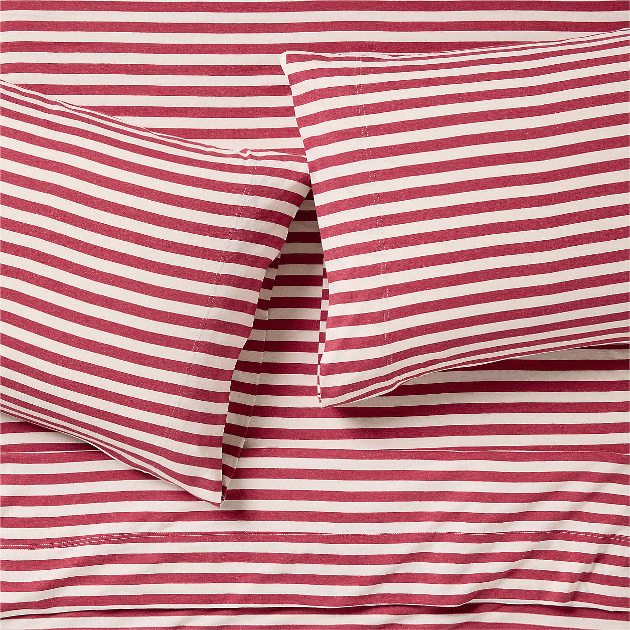 Comfy Tee Red Stripe 100% Organic Cotton Jersey Kids Twin Sheet Set + Reviews | Crate & Kids | Crate & Barrel