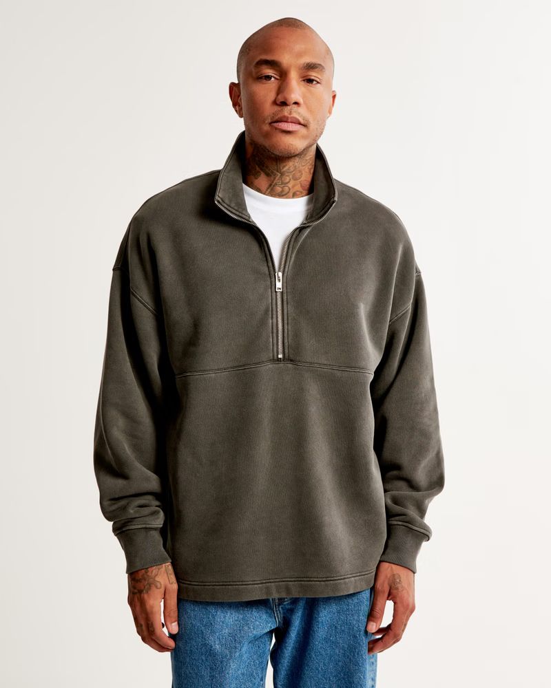 Men's Essential Half-Zip Sweatshirt | Men's Tops | Abercrombie.com | Abercrombie & Fitch (US)