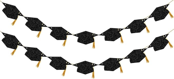Graduation Decorations Class of 2025 Glitter Pre-Strung Congrats Grad Graduation with Tassel Part... | Amazon (US)