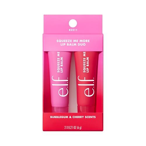 e.l.f. Squeeze Me More Lip Balm Duo, Moisturizing Balm For A Sheer Tint Of Color, Made With Hyaluronic Acid, Vegan & Cruelty-Free, Cherry & Bubblegum | Amazon (US)