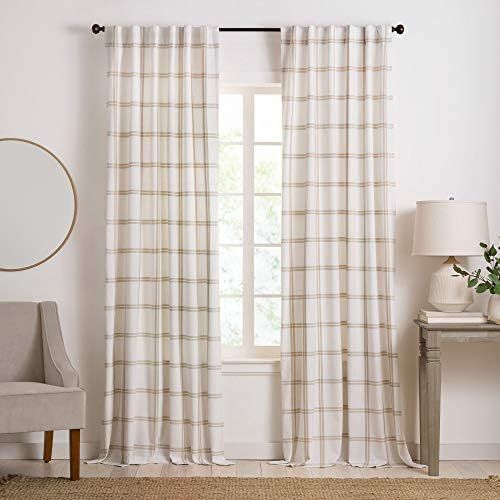 Elrene Home Fashions Farmhouse Double Windowpane Plaid Window Curtain Panel for Living, Bedroom, ... | Amazon (US)