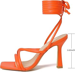 Mostrin White Strappy Heels for Women Lace Up Heels Tie Up Stiletto High Heeled Sandals Square Op... | Amazon (US)
