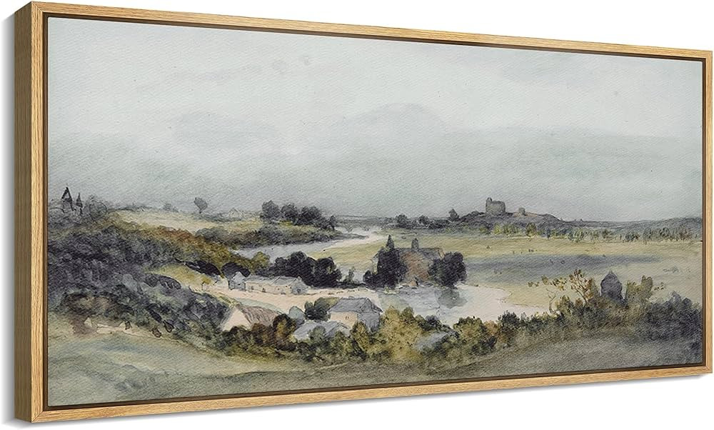MUDECOR Extra Large Framed Canvas Print Wall Art Vintage Countryside Watercolor Landscape Nature ... | Amazon (US)