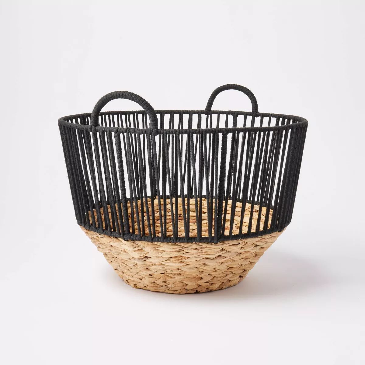 L Water Hyacinth and Black Cotton Rope Basket - Threshold™ | Target