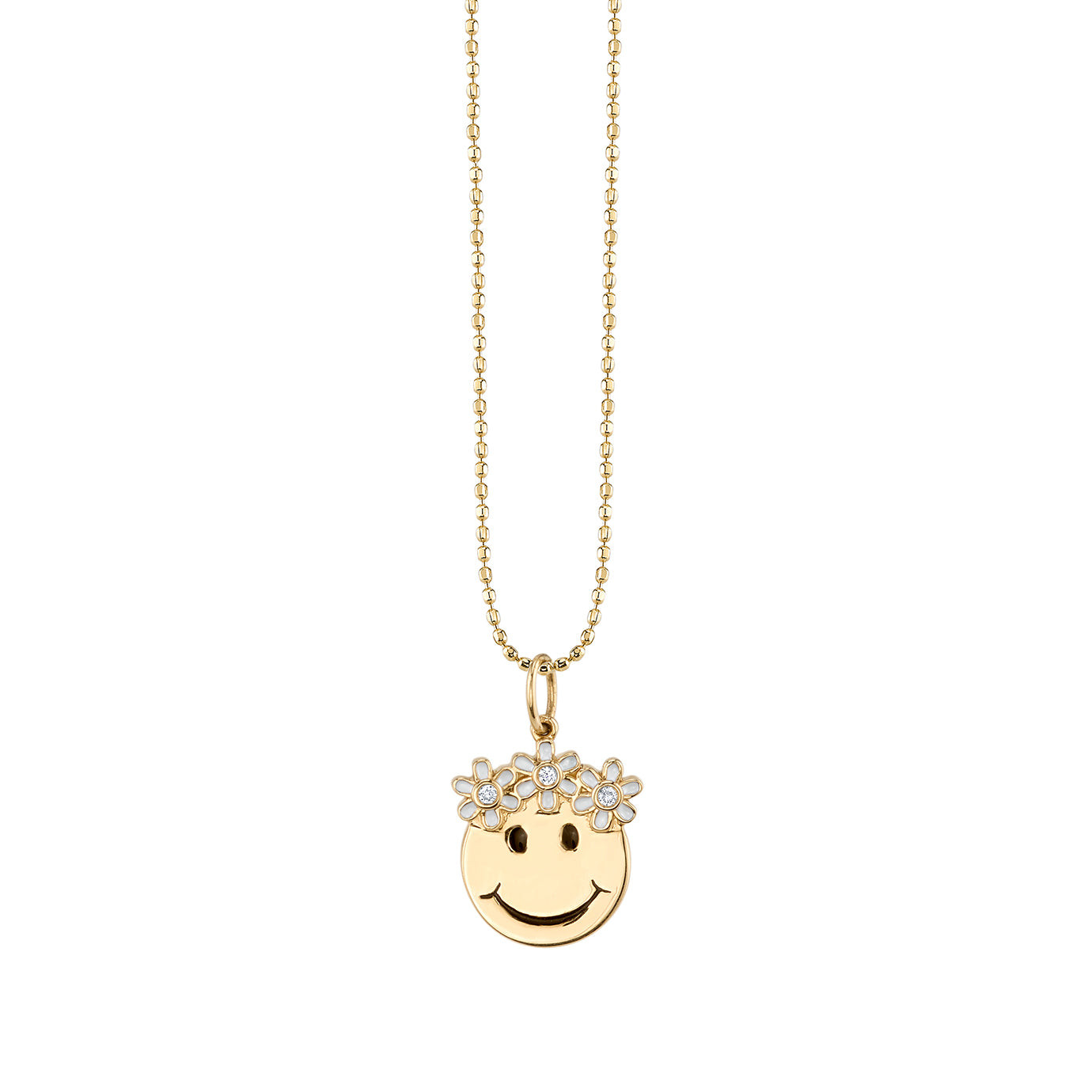 Gold & Diamond Flower Power Happy Face Charm | Sydney Evan