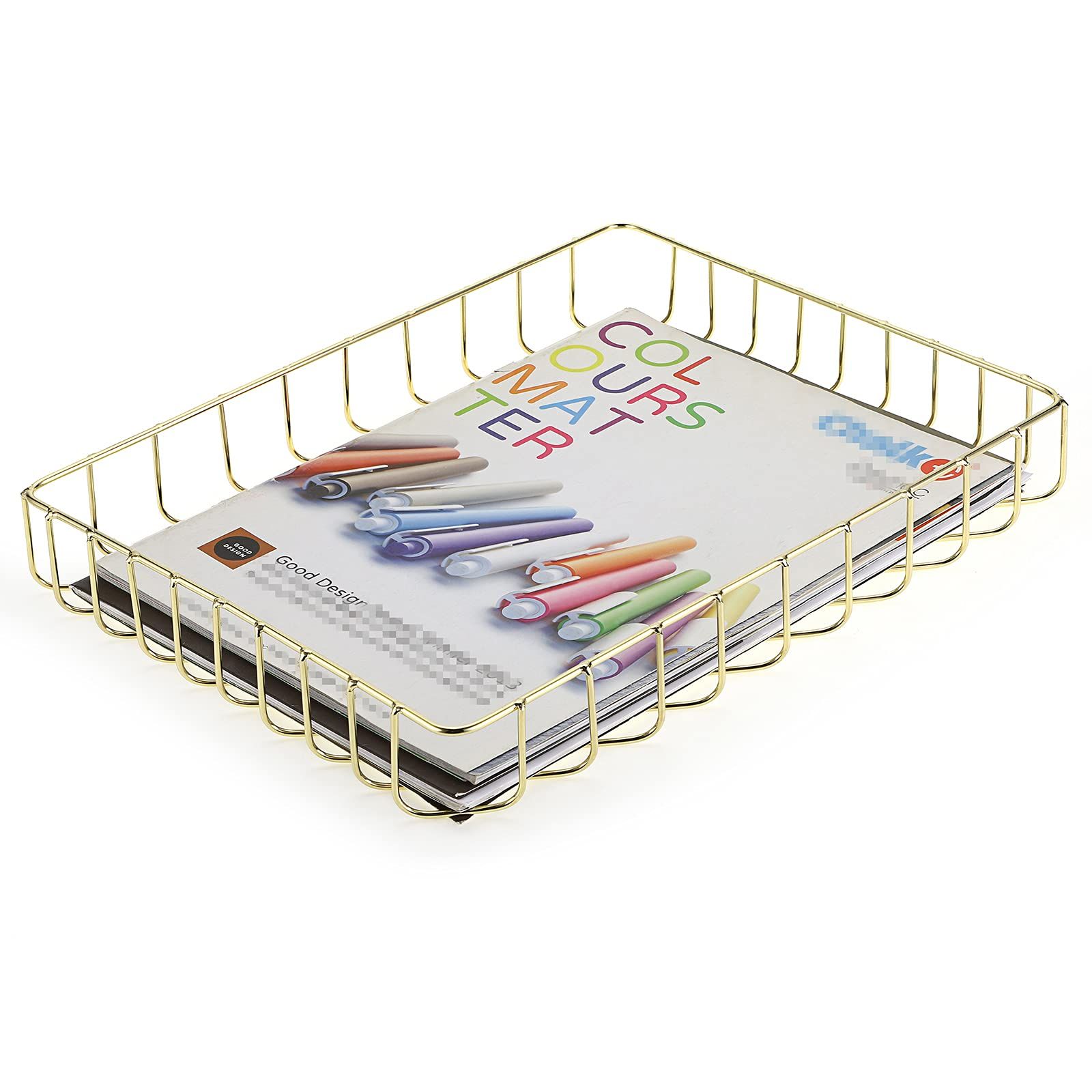 BTSKY Multipurpose A4 File Tray Wire Desk Tray Organizer Elegant Letter Size Desk Documents Tray Mag | Amazon (US)