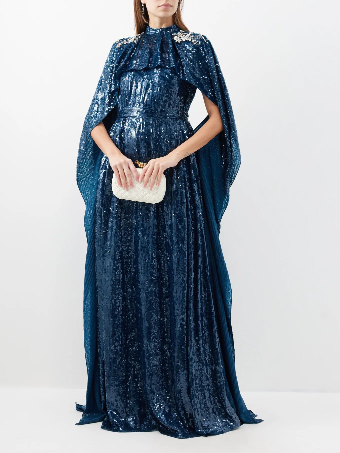 Cape-sleeve sequinned gown | Matches (US)