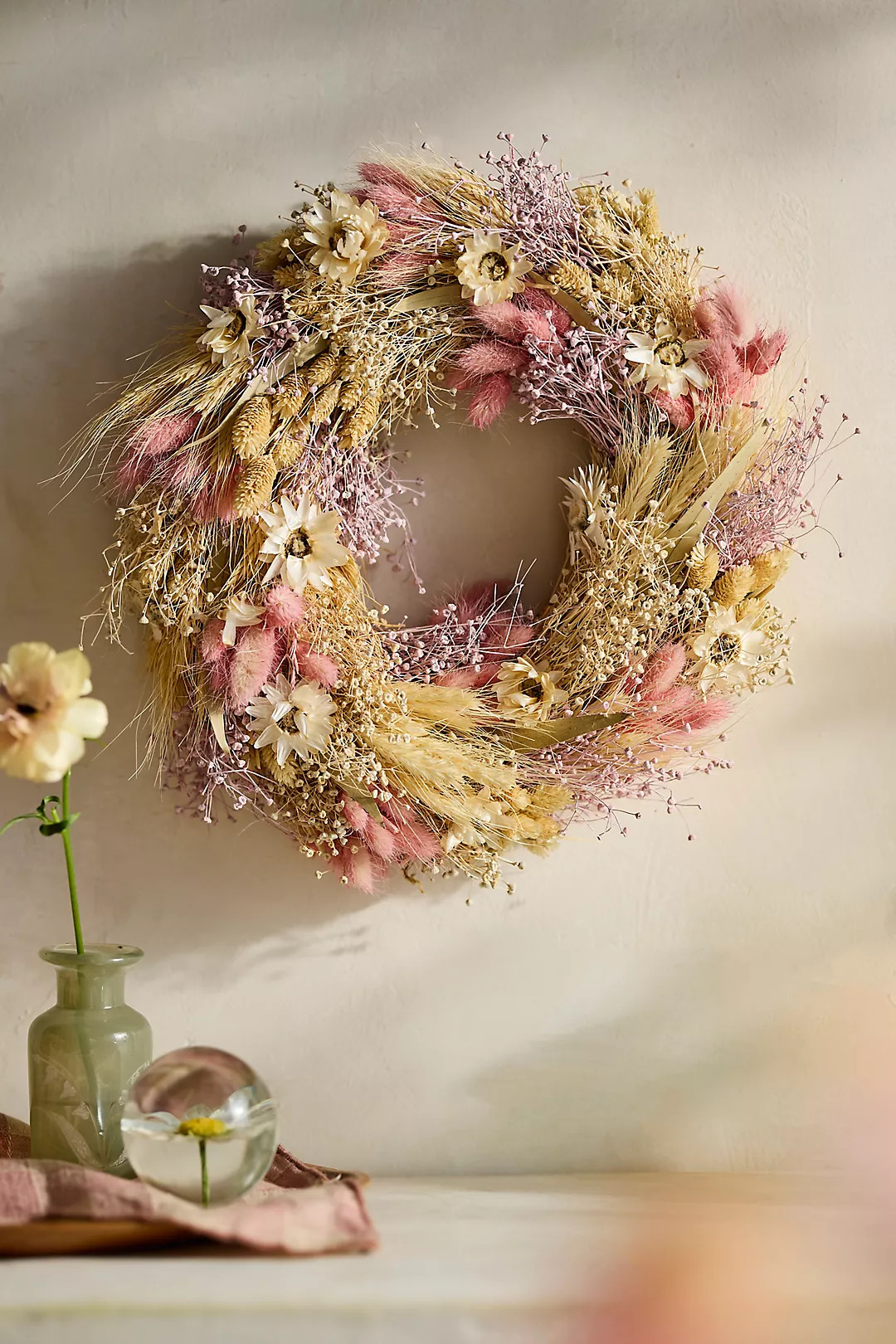 Dutch Field Mix Dried Wreath, Blush | Anthropologie (US)