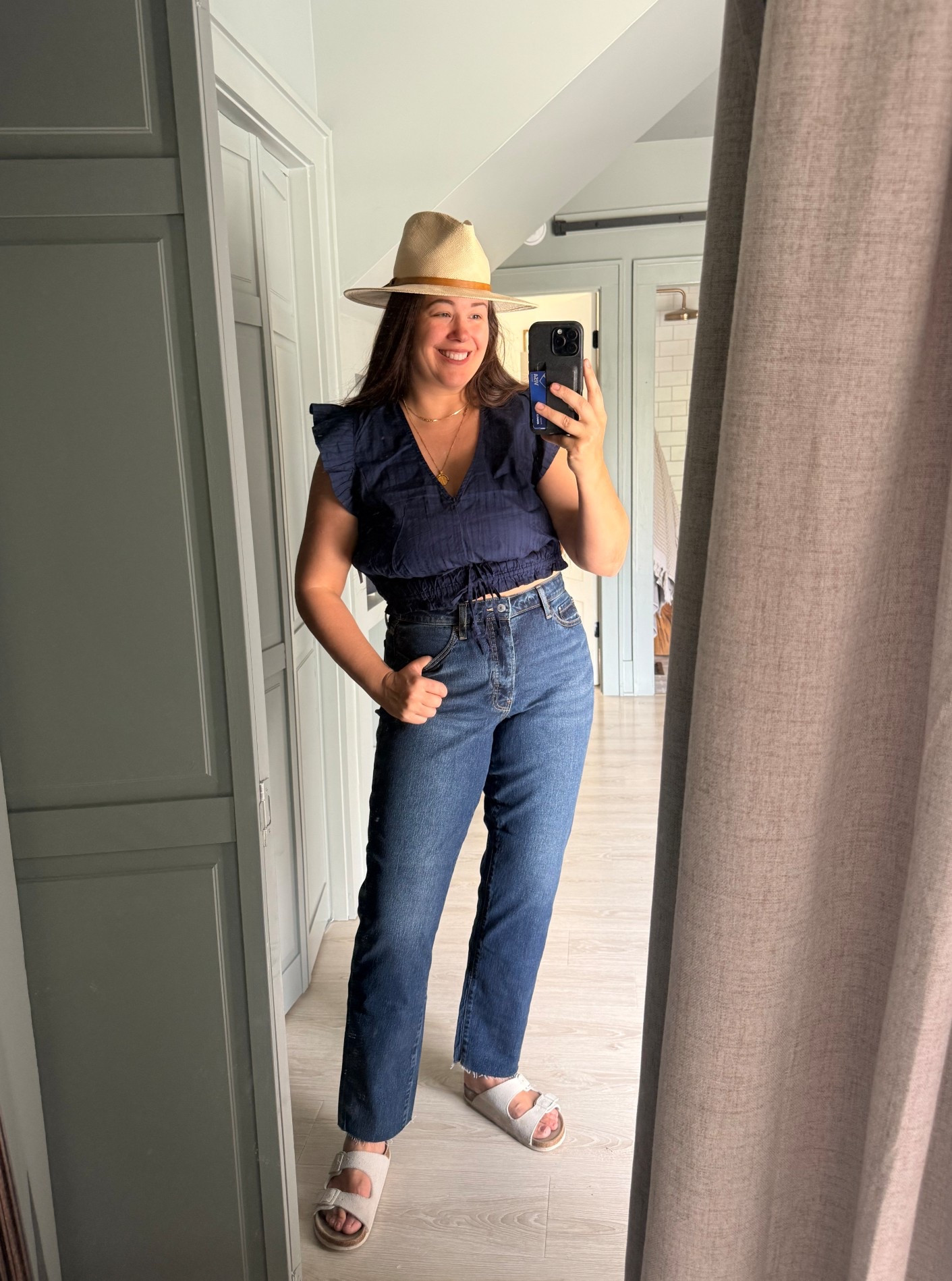 Cute jean/top combo! The top is size L (I might size down) and I am wearing the tall, size 12 in these Curvy jeans, I am 5’7”. Both are on sale now! 

#LTKMidsize #LTKootd #LTKmomlife