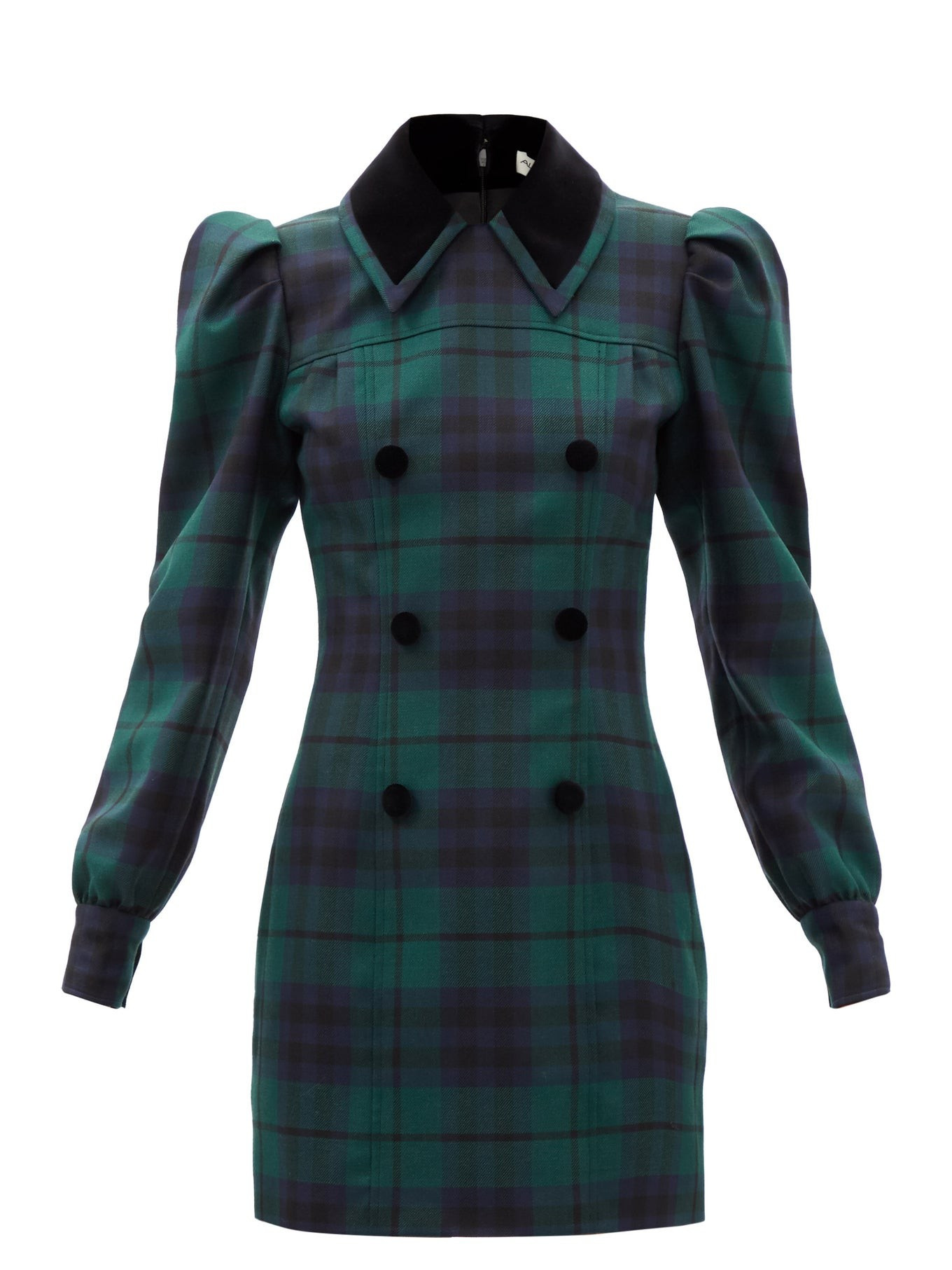 Puff-shoulder wool-tartan mini dress | Alessandra Rich | Matches (US)