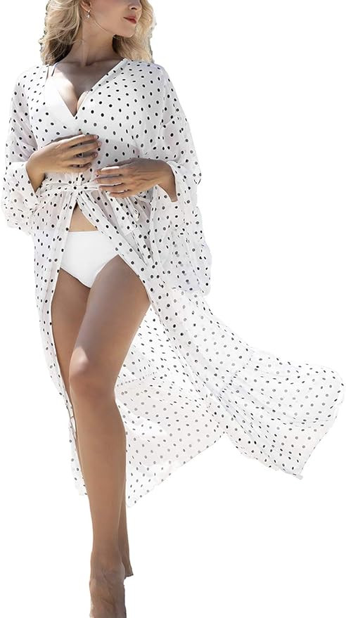 Bsubseach Womens Chiffon/Rayon Beach Blouses Kimono Cardigan Long Bikini Cover Up | Amazon (US)