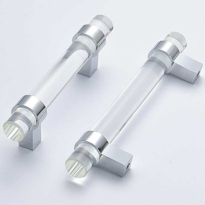 10 Pack Glass Drawer Pulls,Crystal Cabinet Handles Dresser Pulls(3-3/4 Inch Hole Center), Polishe... | Amazon (US)
