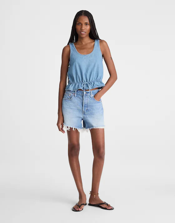 Airy Denim Scoopneck Peplum Top | Madewell