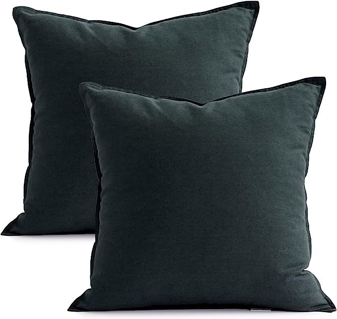 Jeanerlor 20"x20" Pillowcase Green Cousion Cover Decor Cotton Linen with Unique Design to Embelli... | Amazon (US)