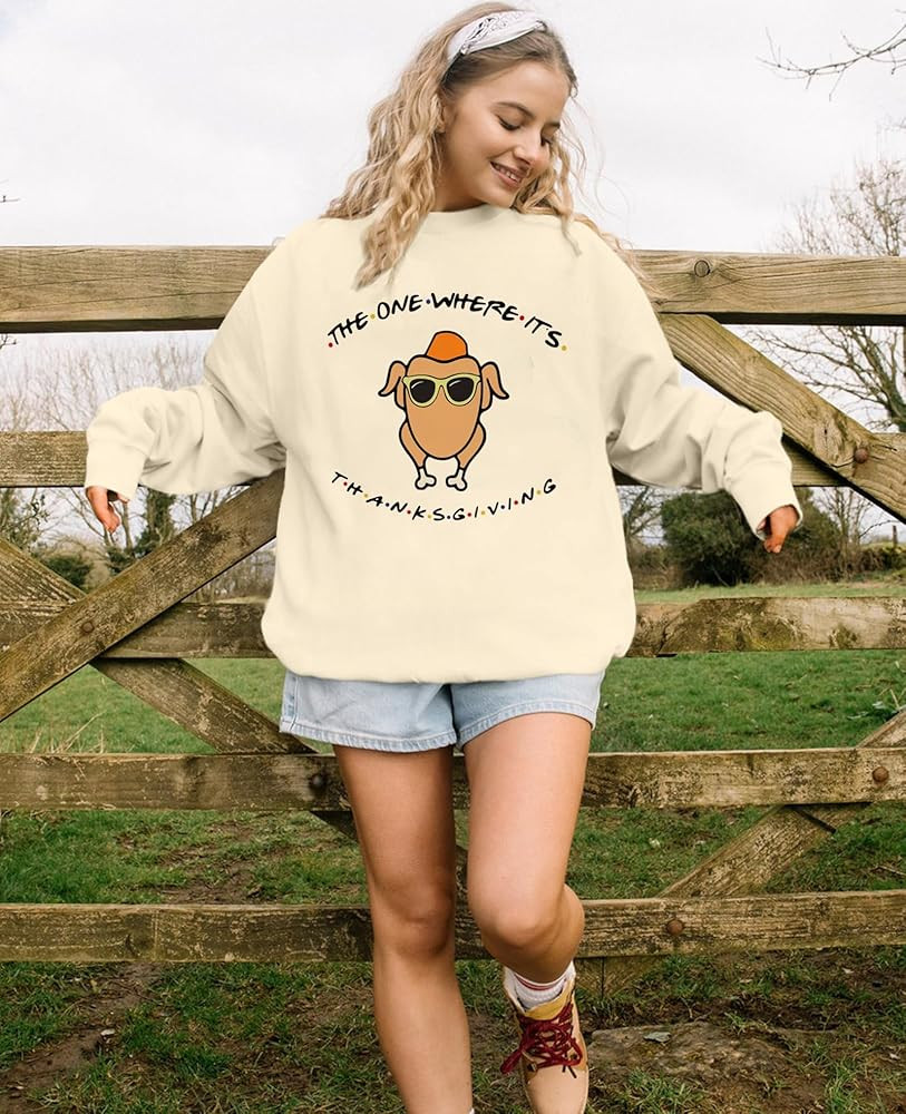 Thanksgiving Sweatshirt Turkey Shirt Women Gobble Graphic Print Pullover Fall Long Sleeve Tops | Amazon (US)