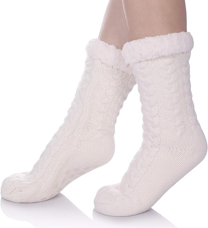 SDBING Women's Winter Super Soft Warm Cozy Fleece Lined Fuzzy Slipper Socks with Grippers | Amazon (US)
