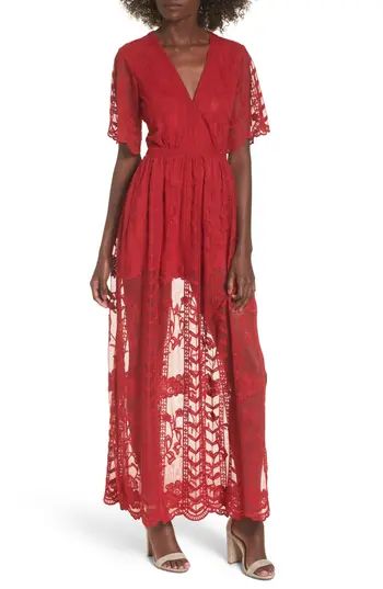 Women's Socialite Lace Overlay Romper, Size X-Small - Red | Nordstrom