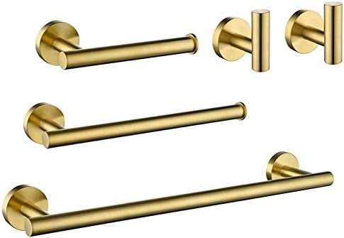 Amazon.com: USHOWER 5-Piece Brushed Gold Bathroom Hardware Set, 18-Inch Modern Style Towel Bar Se... | Amazon (US)