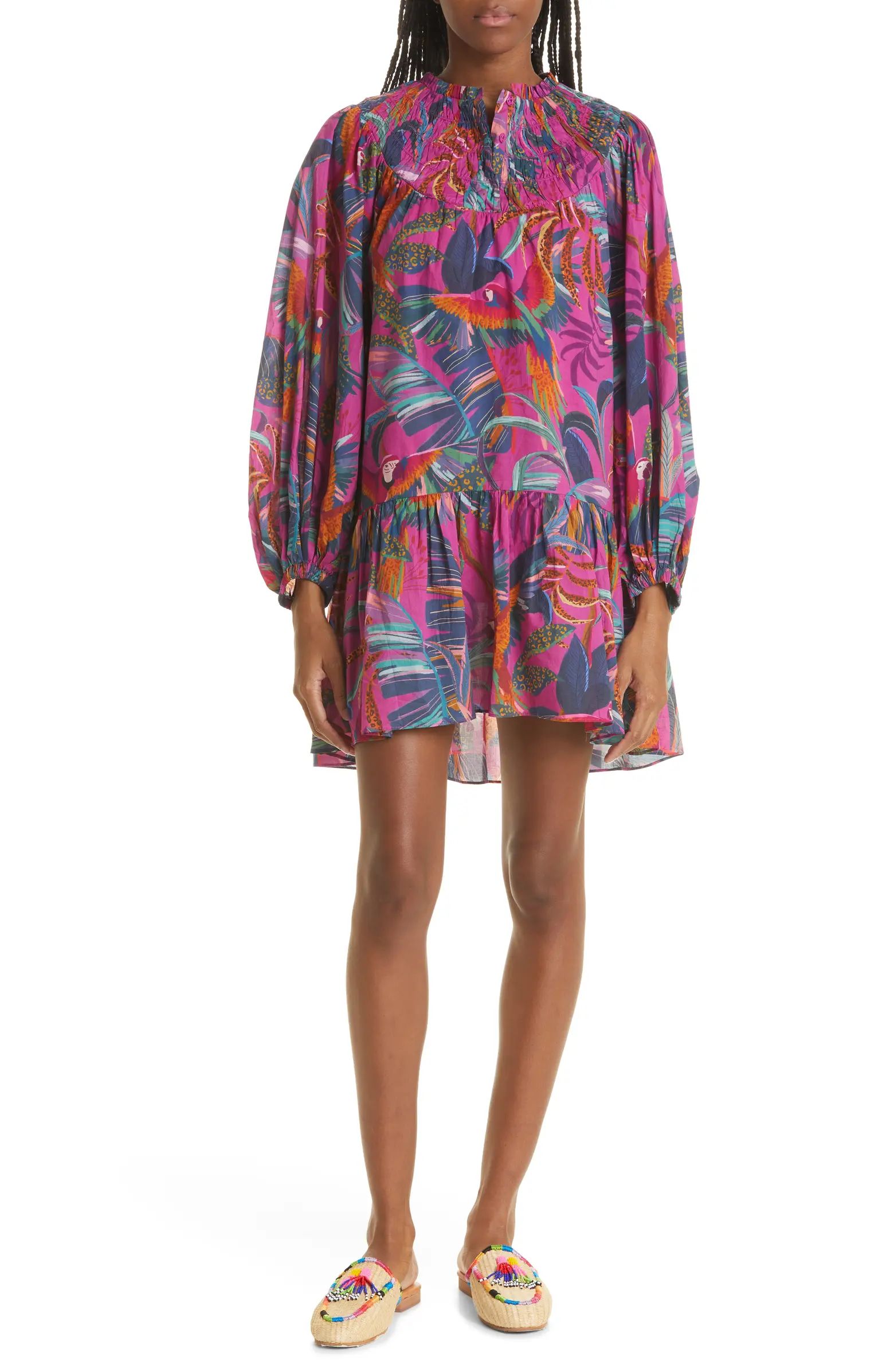 FARM Rio Rainbow Macaws Long Sleeve Minidress | Nordstrom | Nordstrom