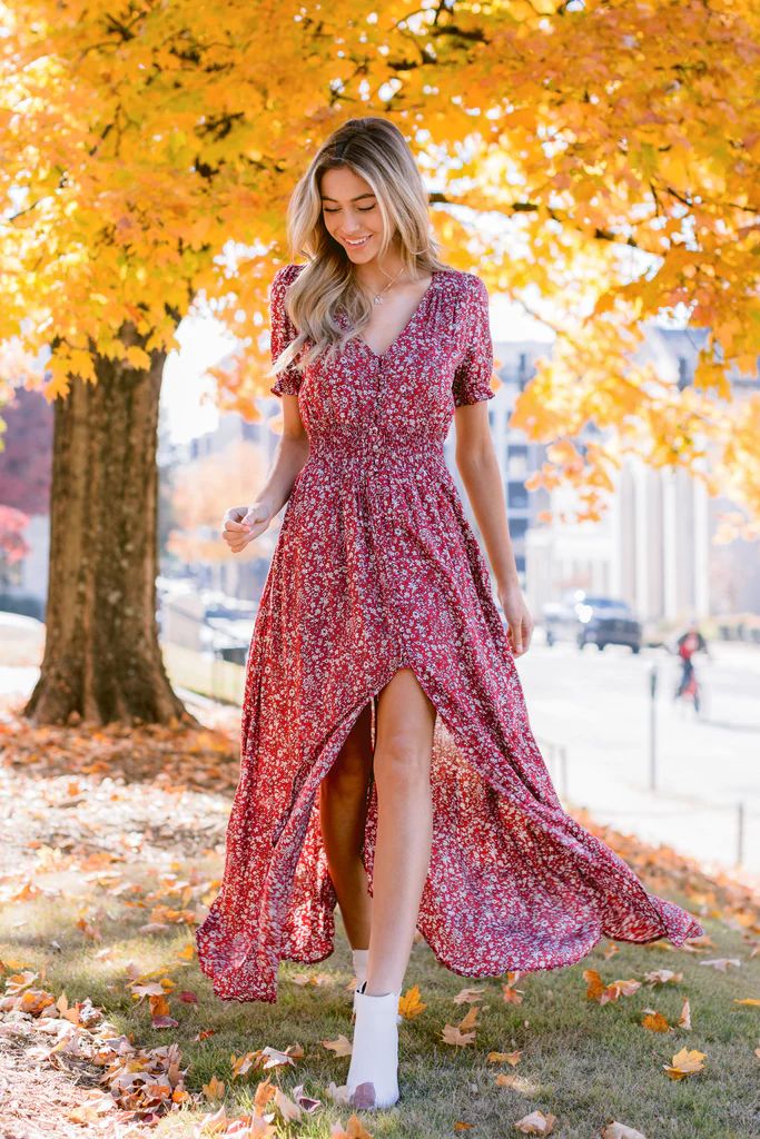 Cue From The Past Red Print Maxi Dress | Red Dress 
