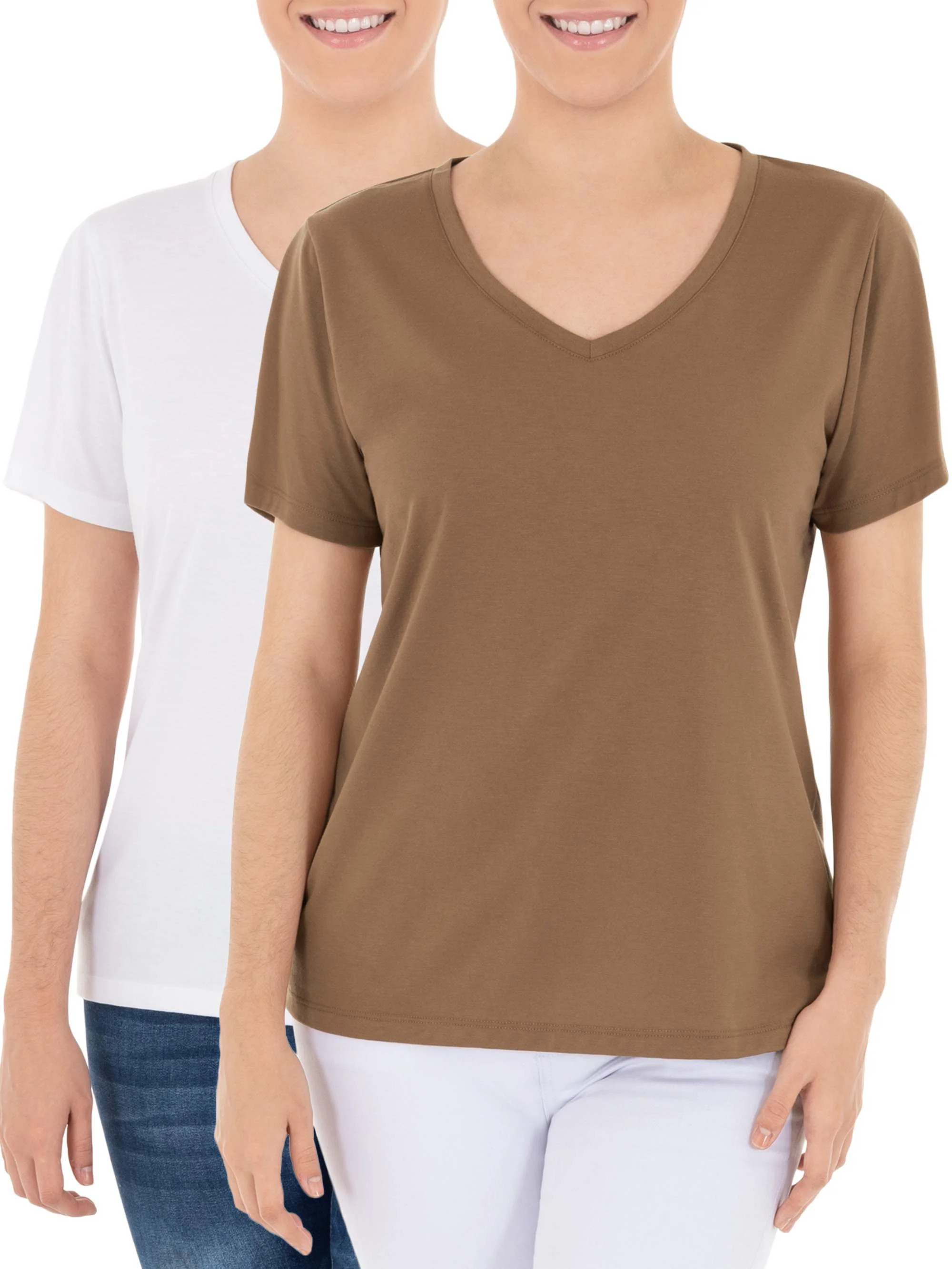 Women's Essential V-Neck T-Shirt, 2 Pack Bundle | Walmart (US)